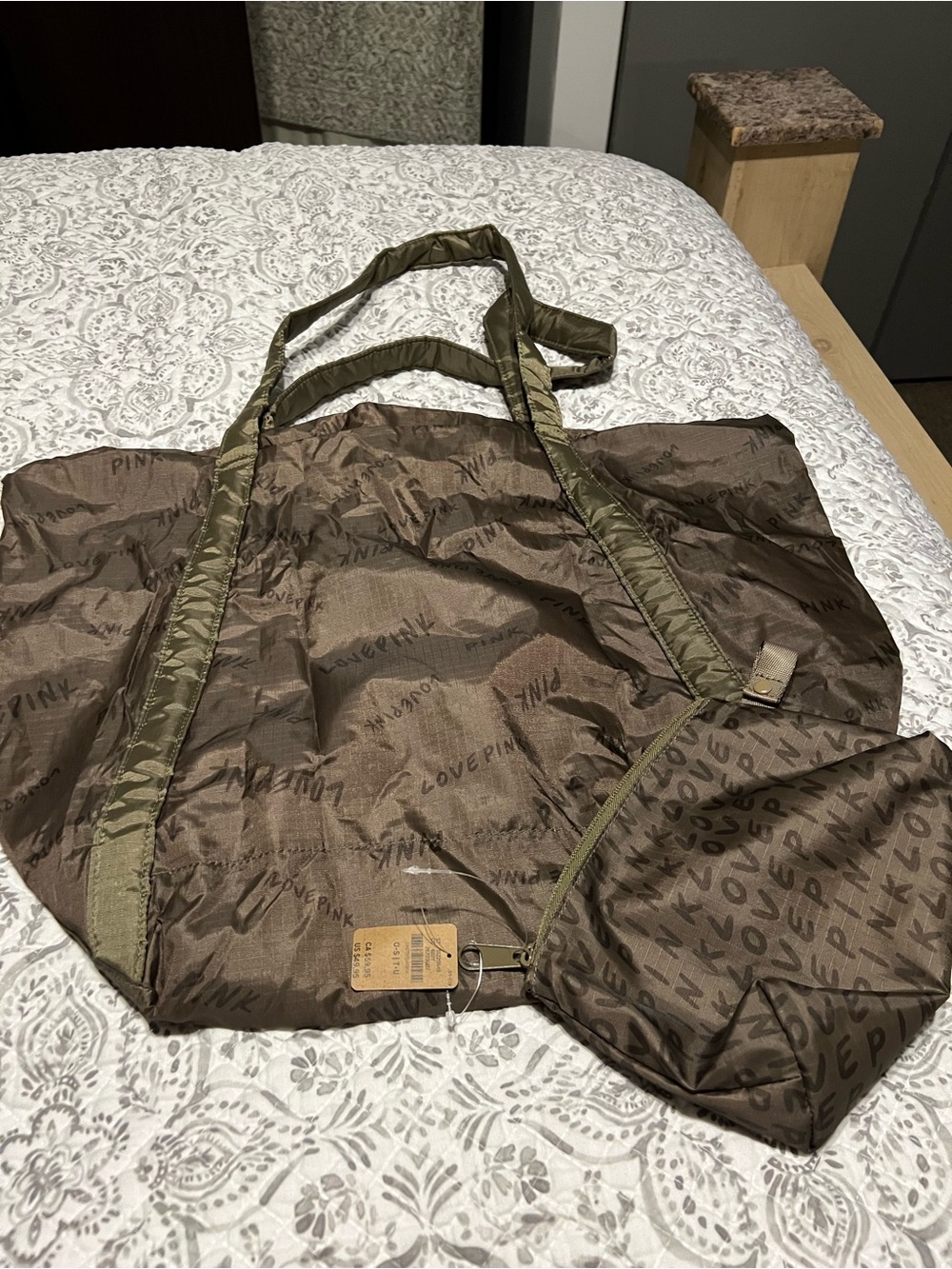 PINK Victoria's Secret Brown Packable Duffel Bag